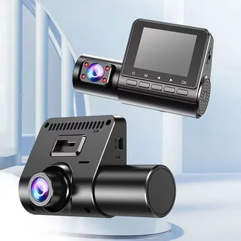 Видеорегистратор 2,4-дюймовый IPS-экран Видеорегистратор Передняя камера заднего вида 3-объективный рекордер широкоугольного ночного видения Автоматическая циклическая запись