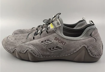Мужская британская треккинговая обувь из натуральной кожи с противоскользящими накладками для бега трусцой, мужская повседневная спортивная обувь для вождения, прогулочная обувь