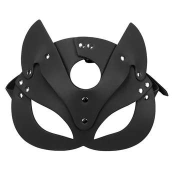 Искусственная Сексуальная кожаная Аниме-маска для глаз на Хэллоуин, Косплей, Маскарад, Кожаная Эротическая вечеринка, Готическая Сбруя, БДСМ, Фетиш-маска для женщин, бондаж,