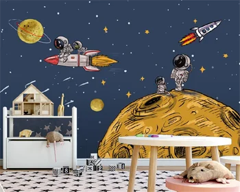Пользовательские обои Скандинавский мультфильм космический астронавт космический корабль фон детской комнаты настенная декоративная роспись из папье-маше