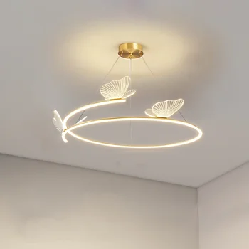 Люстра-бабочка Современный минималистичный подвесной светильник для гостиной Подвесной светильник для украшения дома Круглый СВЕТОДИОДНЫЙ Модный Креатив