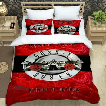 Ретро-комплекты постельного белья Guns n'roses band, изысканный комплект постельных принадлежностей, пододеяльник, стеганое одеяло, роскошный подарок на день рождения