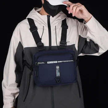 Функциональная тактическая нагрудная сумка Модный жилет в стиле хип-хоп, сумка для уличной одежды, повседневная поясная сумка, сумка для телефона, унисекс, черная нагрудная сумка для снаряжения