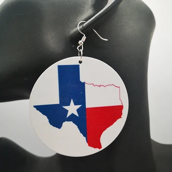 Бесплатная доставка!Круглые серьги-кольца с картой Техаса