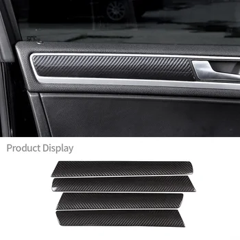 Для Volkswagen Touareg 2011-2018 3K Наклейка для отделки внутренней дверной панели автомобиля из настоящего углеродного волокна Автомобильные Аксессуары для интерьера