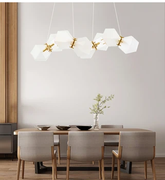 Современные роскошные светодиодные подвесные светильники E14, обеденный стол, подвесная лампа из матового стекла, внутреннее освещение в стиле деко, Светодиодная люстра