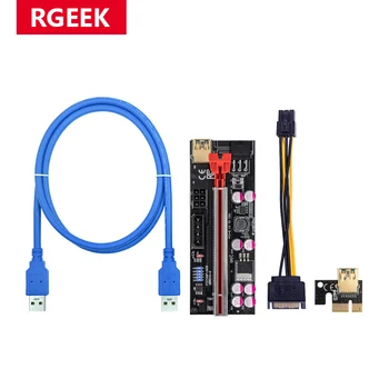 RGEEK Riser VER010 USB 3.0 PCI-E Riser VER010-X Кабель Express Riser Для Видеокарты X16 Extender PCI-E Riser Card Для майнинга
