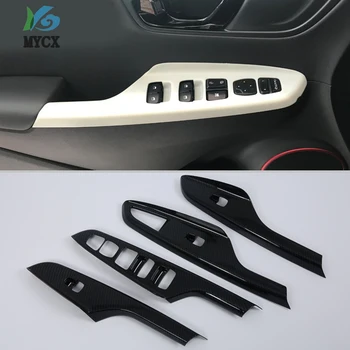 Дверная панель стеклоподъемника автомобиля для Hyundai Kona Kauai Encino 2019 2018, Углеродное волокно, ABS, Хромированное Автостекло, аксессуары для кнопок переключения