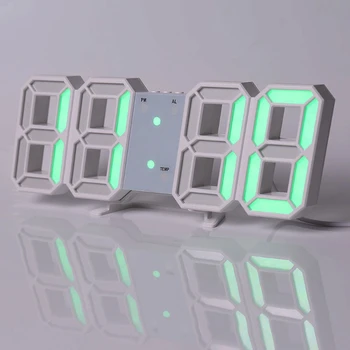 3D светодиодные цифровые Часы Ночной Режим Регулируемые Светящиеся Электронные Настольные Часы Украшение офиса Домашней комнаты Цифра Настенные Часы Декор