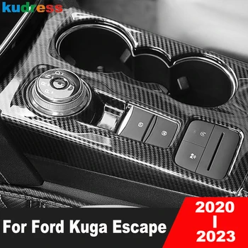 Накладка панели коробки переключения передач Центральной консоли автомобиля для Ford Kuga Escape 2020 2021 2022 2023 Аксессуары для интерьера из углеродного волокна
