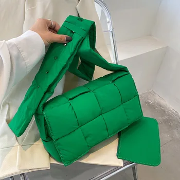 Корейская модная горизонтальная тканая сумка для подушек, сумка из губчатой ткани, женская сумка-мессенджер Beancurd Cube, однотонная сумка через плечо