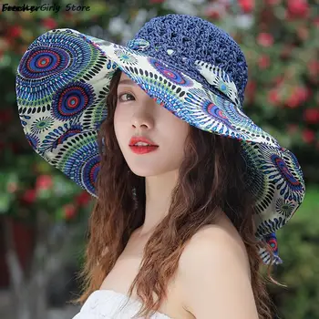 Пляжные шляпы в богемном стиле, женская летняя панама с большими полями, праздничная панама на Гавайях, женские модные шляпы для свадебных вечеринок С защитой от ультрафиолета