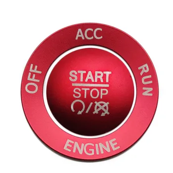 Крышка ручки кнопки остановки запуска двигателя + кольцо для отделки Аксессуаров для Dodge Challenger Charger 2015-2020 ((красный))