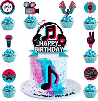 25шт музыкальных украшений для вечеринки по случаю Дня рождения Музыкальные Топперы для торта Музыкальное Караоке Принадлежности для тематических вечеринок Музыкальный Декор торта на День рождения