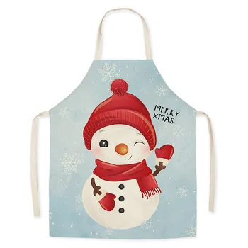 Рождественский мультяшный фартук со снеговиком, милый детский нагрудник без рукавов, хлопковый и льняной фартук для мужчин и женщин, инструменты для уборки дома