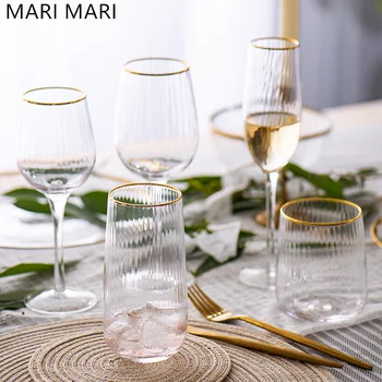 Стеклянные Чашки MariMari Прозрачный Бокал Для Вина Nordic Home Wine Goblet Home Decor Гостиничная Посуда Для Напитков С Позолоченным Краем Семейные Вечерние Чашки