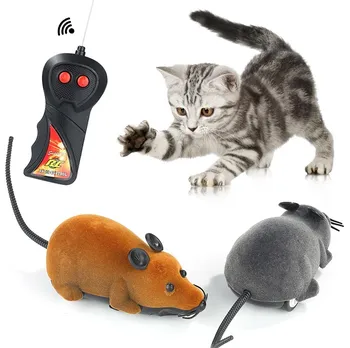 Креативная игрушка для кошек, заводная пружинная плюшевая беспроводная мышь, игрушка, Крыса с дистанционным управлением, Электрические забавные игрушки для Хэллоуина, домашнее животное