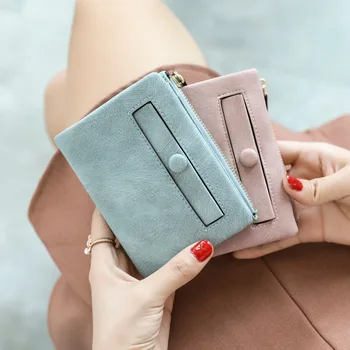 Новый женский кошелек с короткой пряжкой в студенческом стиле в стиле ретро, маленький свежий матовый тонкий кошелек