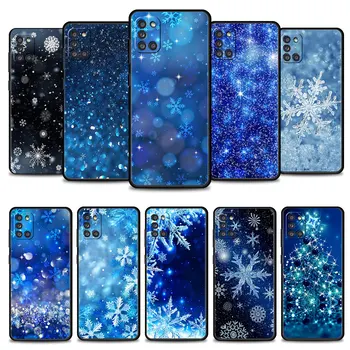 Чехол для телефона Samsung Galaxy A73 A71 A72 A12 A21s A22 A23 A31 A32 A51 A52 A52s A53 A02s В виде Ракушки Принципиально Зимние Синие Снежинки