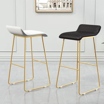 Новые барные стулья Nordic Cafe Lounge, простой барный стул, дизайнерский высокий стул из кованого железа с позолотой, мягкий барный стул