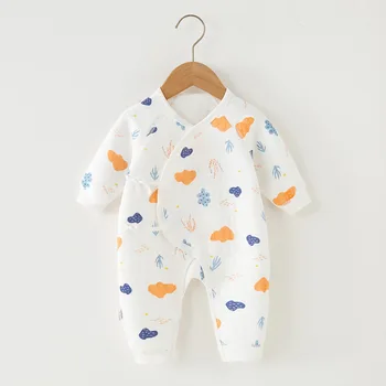 Цельная одежда для новорожденных, осенне-зимняя утепленная пижама для новорожденных, теплая куртка, хлопковый детский комбинезон