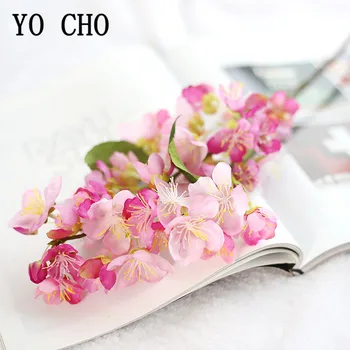 Цветы из искусственного шелка YO CHO Cherry Blossom, поддельные Флорес, Ветви дерева Сакура, Домашний Стол, Гостиная, Свадебные Цветы для декора своими Руками