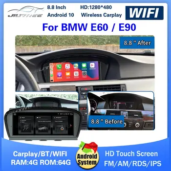 Android 10 Беспроводной автомобильный мультимедийный плеер CarPlay Для BMW 5 Серии E60 E61 E63 E64 E90 E91 E92 CCC CIC iDrive Радио GPS