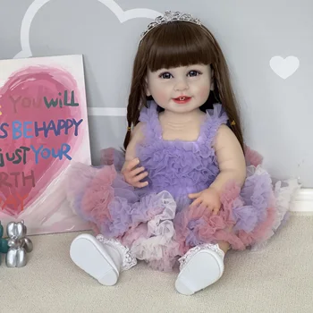 NPK 55 СМ Возрожденный Малыш Gilr Кукла Полное Тело Силиконовая Мягкая На Ощупь Реалистичная 3D Кожа Ручной Работы Многослойная кукла Для Рисования