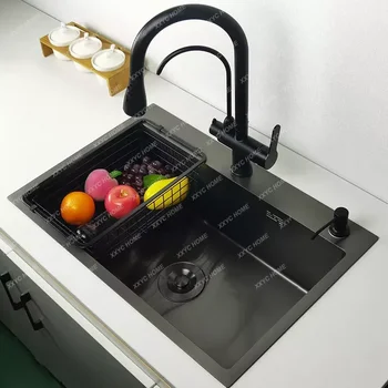 Черная кухонная раковина над столешницей или под раковиной для мытья овощей, темно-серые Кухонные принадлежности
