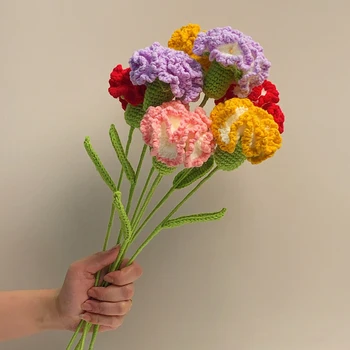 1 шт. Гвоздика ручной вязки длиной 30 см, букет искусственных цветов для украшения свадьбы, Декор для дома и сада