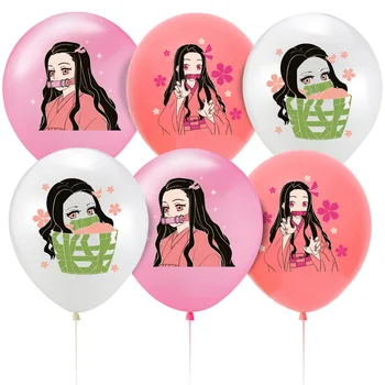 10шт 12-дюймовых латексных воздушных шаров Demon Slayer для вечеринки, украшения для дня рождения для детей, воздушный шар для душа ребенка, гелий