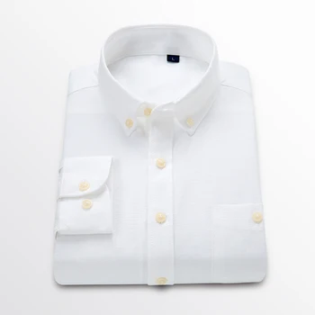 Мужские облегающие рубашки из ткани Оксфорд, облегающие рубашки с длинными рукавами, мужские деловые повседневные рубашки, весенние мужские однотонные рубашки, размер 5XL