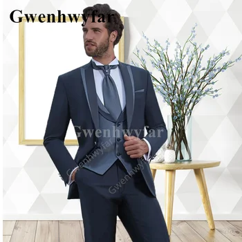 Gwenhwyfar2022 Новое поступление, Мужской приталенный костюм в особом стиле, модный жакет, смокинг для свадебной вечеринки жениха из 3 предметов