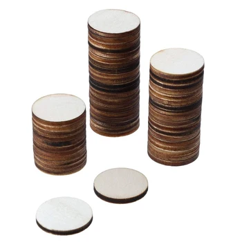 200 штук необработанных деревянных ломтиков, круглый диск, деревянные детали, вырезанные из дерева украшения для рукоделия (1,5 дюйма)