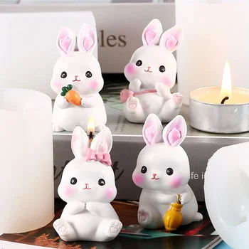 Форма для свечей своими руками, милый 3D пасхальный кролик, формы для кролика из смолы, силиконовый муссовый торт, форма для шоколадного десерта, Принадлежности для изготовления свечей