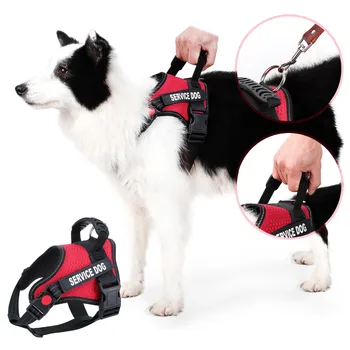 Шлейка для собак без натяжения, Регулируемый жилет для служебных собак, светоотражающий, удобный для обучения ходьбе, красный / синий / черный