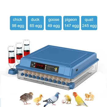 Инкубатор для 98 яиц Автоматические Инкубаторы для выведения цыплят Электрический брудер Температура Влажность Автоматическое добавление воды