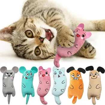 Милые игрушки для кошек, забавная интерактивная плюшевая игрушка для кошек, мини-Скрежещущие зубами Игрушки из кошачьей мяты, Котенок, жующий скрипучую игрушку, Аксессуары для домашних животных