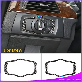 Для BMW 3 серии E90 E92 2005-2012 Рамка переключателя фар из настоящего углеродного волокна (мягкие) Детали для модификации интерьера автомобиля
