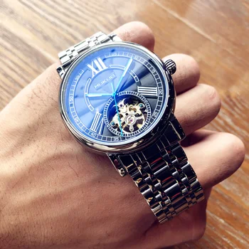 Часы со скелетом, механические Автоматические часы, мужские спортивные часы с турбийоном, повседневные деловые наручные часы Moon Relojes Hombre