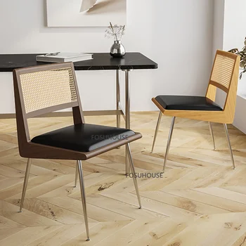 Скандинавские обеденные стулья из массива дерева для кухонной мебели, обеденный стул из ротанга, дизайн спинки, Литература, искусство, обеденный стул для ресторана