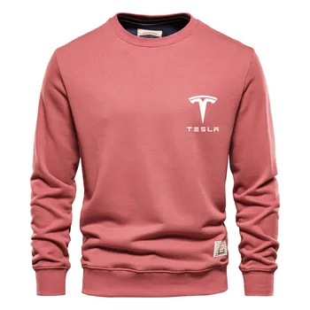 2023 Новый мужской пуловер с логотипом автомобиля Tesla, высококачественная хлопковая мужская толстовка с капюшоном, модная высококачественная уличная одежда, мужская одежда