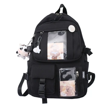 Женский студенческий рюкзак для девочек в японском стиле харадзюку, школьная сумка с несколькими карманами и подвесной сумкой для ноутбука и книг