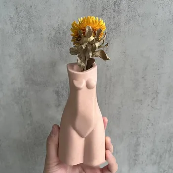 3D Креативная форма для вазы для тела DIY Форма для вазы для тела Цветочный горшок Гипсовая Силиконовая форма Форма для клея в виде капли смолы Украшение рабочего стола