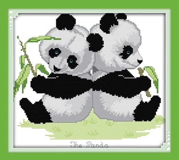 Панда близнецы набор для вышивки крестом 14 карат 11 карат предварительно проштампованный холст вышивка крестиком любитель животных вышивка DIY ручной работы рукоделие