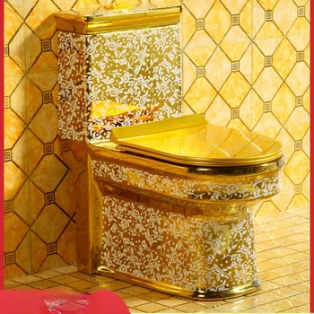 Золотой унитаз со сверхвысоким сифоном, Немой бытовой унитаз, дезодорант большого диаметра, цветной унитаз для ванной комнаты