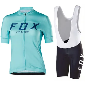 Fox Cycling Team Roupas Feminina Летние Женские Велосипедные Комплекты С Коротким Рукавом Для Велосипедного Даунхилла Из Дышащего Джерси Для Триатлона Mtb 9D Pad