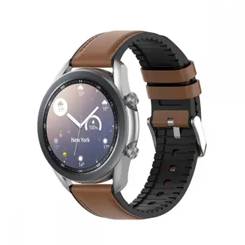 Ремешок для часов 22 мм Кожаный + Силиконовый Ремешок Для Samsung Galaxy Watch 3 45 мм Сменный Ремешок Для часов Huami Amazfit GTR 2 Браслет
