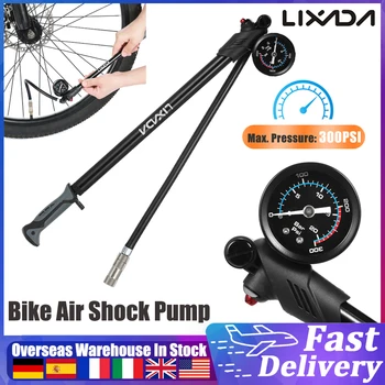 Велосипедный пневматический насос LIXADA с манометром 300 фунтов на квадратный дюйм для накачки велосипедных шин высокого давления для вилки велосипеда и задней подвески