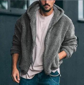 Осеннее новое мужское пальто в европейском и американском стиле, трендовое Повседневное, однотонное, с капюшоном, на молнии, утолщенное